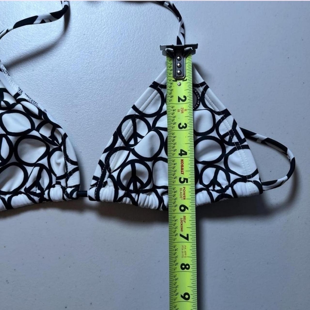 Xhilaration Women's Black and Silver Peace Design Rhinestone Bling Bikini Set - Picture 7 of 8